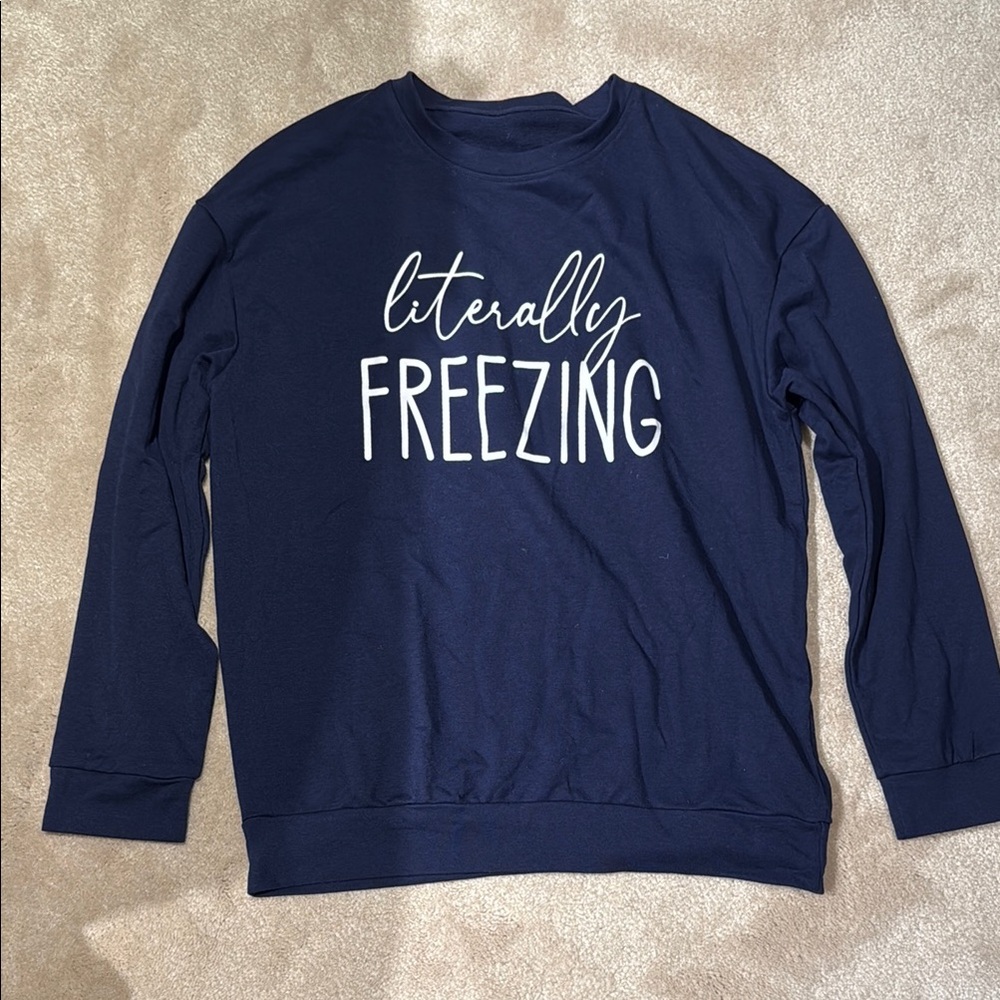 Navy Blue Sweatshirt literally freezing size m